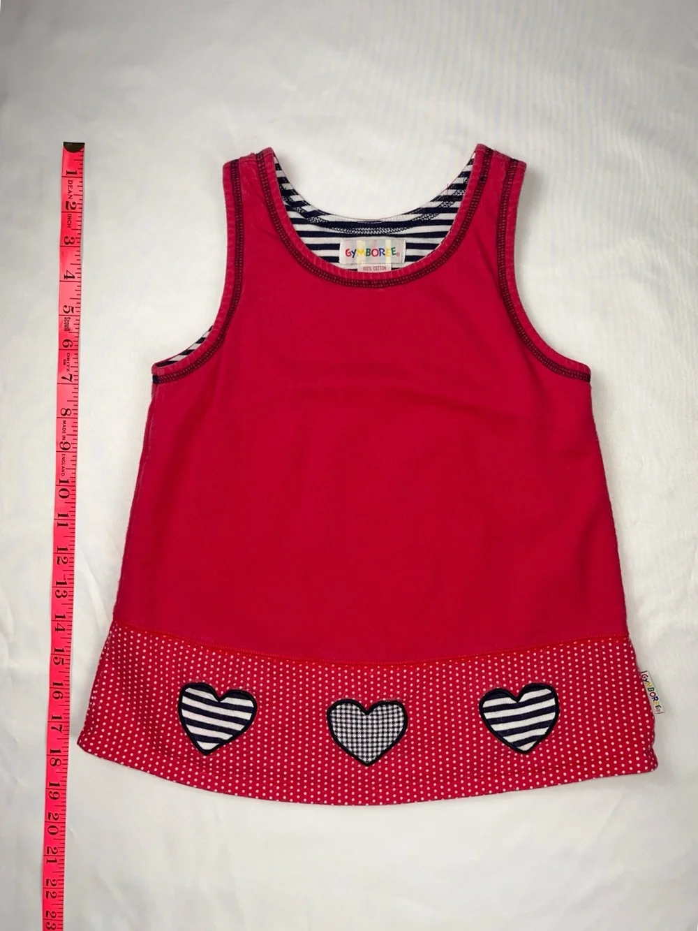 Gymboree 2000s Rainbow Tag Hearts Applique Tank Vintage Dress, Small